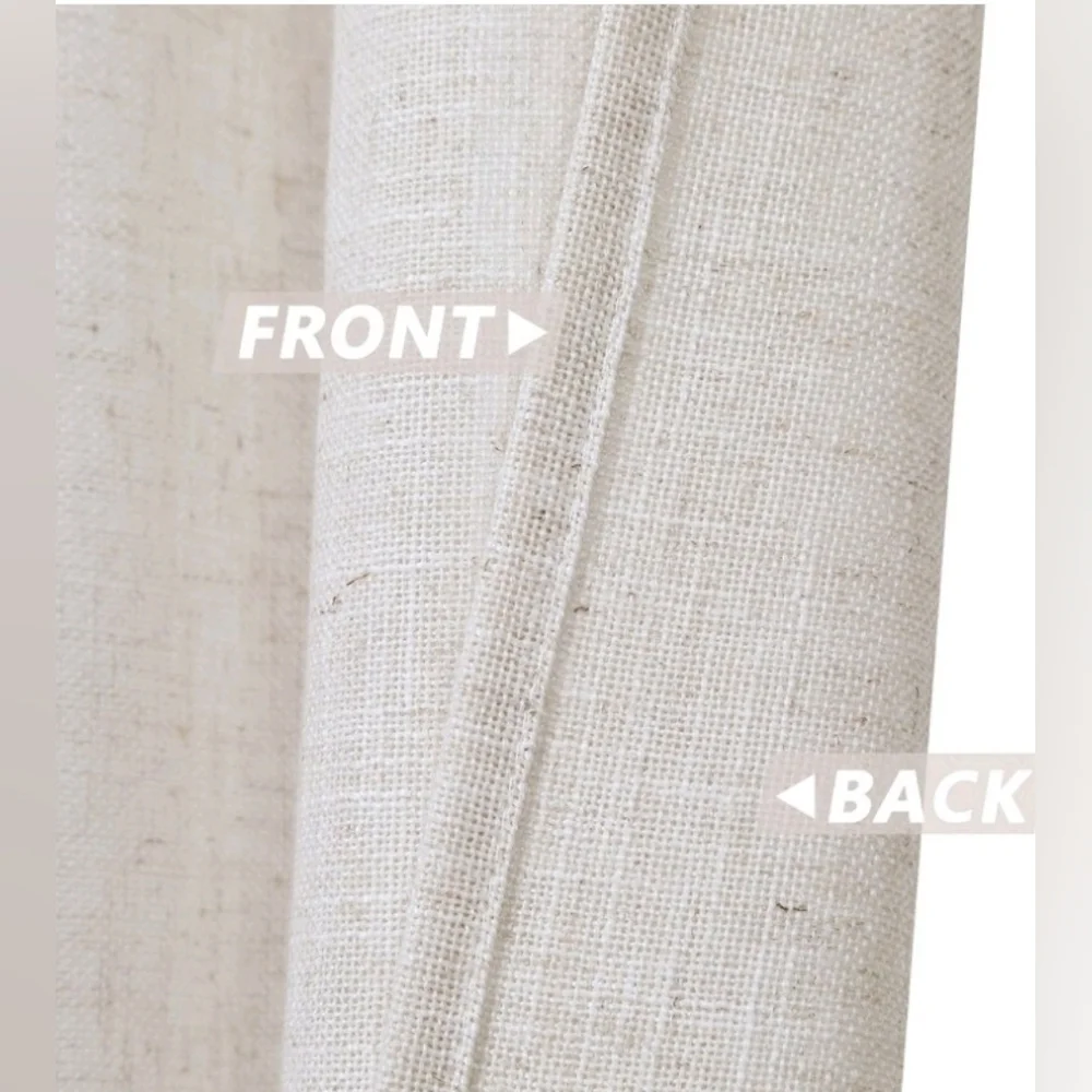New with tags! Pair of sandy beige linen window curtain tiers 24 x 52